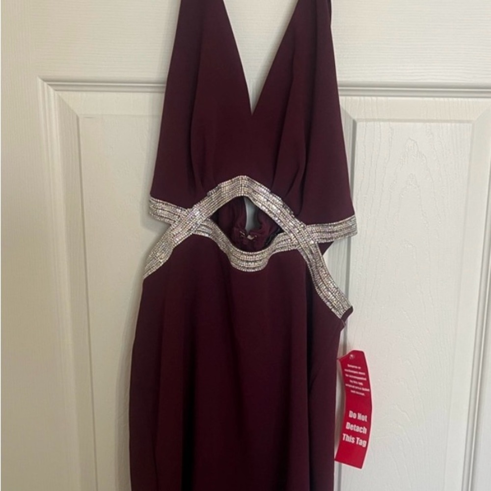 Speechless Red and Gray Plunge Sundress